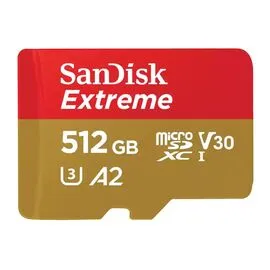 Карта памяти 512Gb SanDisk Extreme microSDXC Class 10 UHS-I U3 V30, Производитель: SanDisk, Версия: Extreme, Объём памяти: 512 Гб, Комплектация: только карта