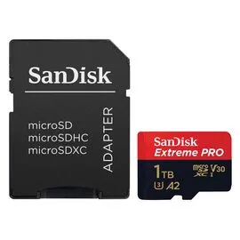 Карта памяти 1TB SanDisk Extreme Pro microSDXC Class 10 UHS-I U3 V30 A2 + SD адаптер, Производитель: SanDisk, Версия: Extreme Pro, Объём памяти: 1 Тб, Комплектация: карта + SD адаптер