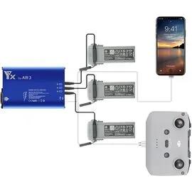 Зарядное устройство для 3 аккумуляторов DJI Air 3 / 3S, пульта и мобильного устройства (YX)