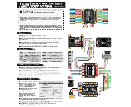 Полётный контроллер RUSH Blade F722 Analog V2 30x30, Версия: V2, изображение 3