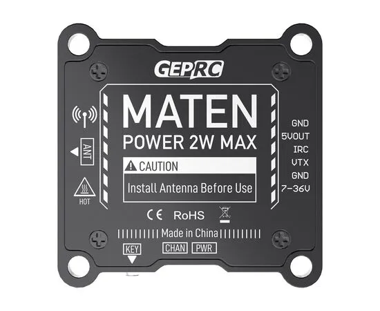 Видеопередатчик GEPRC MATEN 1,2 ГГц 2 Вт VTX, изображение 6