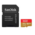Карта памяти 64Gb SanDisk Extreme microSDXC Class 10 UHS-I U3 V30 A2