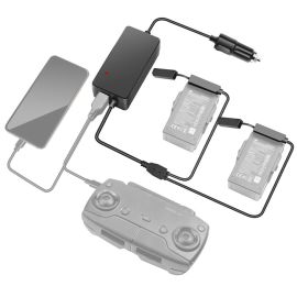 Автомобильное зарядное устройство для 2 аккумуляторов и пульта DJI Mavic Air повышенной мощности (2 USB) (YX)