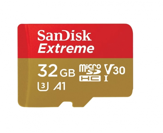 Карта памяти 32Gb SanDisk Extreme microSDHC Class 10 UHS-I U3 V30, Производитель: SanDisk, Версия: Extreme, Объём памяти: 32 Гб, Комплектация: карта + SD адаптер, изображение 2
