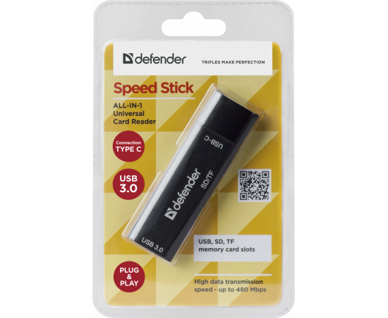 Картридер Defender Speed Stick USB3.1 TYPE C - USB/SD/TF