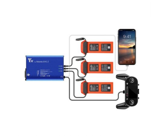 Зарядное устройство для 3 аккумуляторов Autel Evo II, пульта и мобильного устройства (YX)