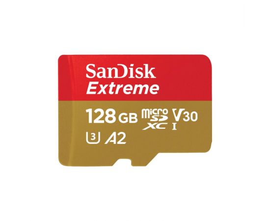 Карта памяти 128Gb SanDisk Extreme microSDXC Class 10 UHS-I U3 V30, Производитель: SanDisk, Версия: Extreme, Объём памяти: 128 Гб, Комплектация: карта + SD адаптер, изображение 2