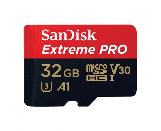 Карта памяти 32Gb SanDisk Extreme PRO microSDHC Class 10 UHS-I U3 V30 + SD адаптер, Производитель: SanDisk, Версия: Extreme Pro, Объём памяти: 32 Гб, Комплектация: карта + SD адаптер, изображение 2