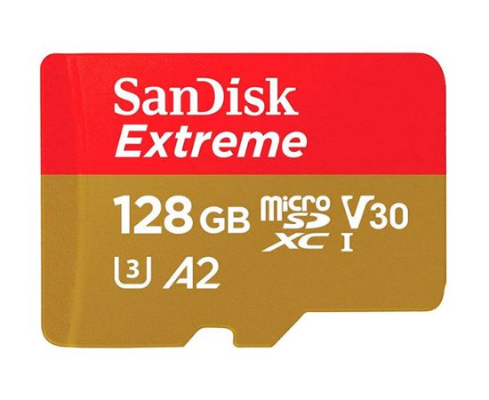 Карта памяти 128Gb SanDisk Extreme microSDXC Class 10 UHS-I U3 V30, Производитель: SanDisk, Версия: Extreme, Объём памяти: 128 Гб, Комплектация: только карта