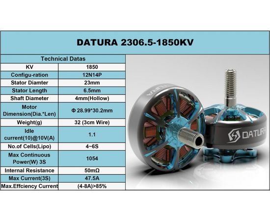 Мотор Foxeer Datura 2306.5-1850KV, изображение 4