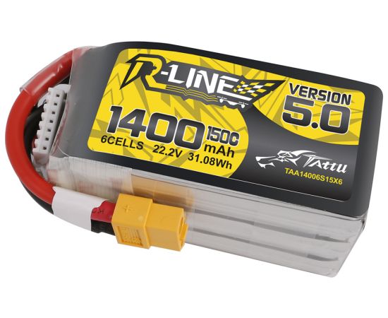 Аккумулятор Tattu R-Line V5.0 1400мАч 6S 150C LiPo (XT60), изображение 3