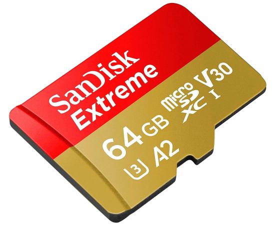 Карта памяти 64Gb SanDisk Extreme microSDXC Class 10 UHS-I U3 V30 A2, Производитель: SanDisk, Версия: Extreme, Объём памяти: 64 Гб, Комплектация: только карта, изображение 2