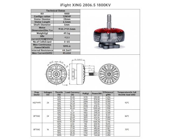 Мотор iFlight XING 2806.5, KV моторов: 1800KV, изображение 11