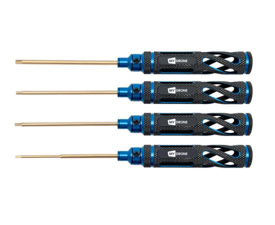 Набор отвёрток RXJ 1,5/2,0/2,5/3,0 мм (4 шт.) (Золото) (большая ручка), Цвет: Синий, изображение 2