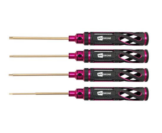 Набор отвёрток RXJ 1,5/2,0/2,5/3,0 мм (4 шт.) (Золото) (большая ручка), Цвет: Розовый, изображение 2