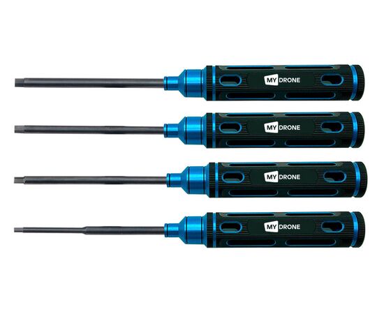 Набор отвёрток HEX 1,5/2,0/2,5/3,0 мм с чёрно-синей ручкой (4 шт.) (RJX), Цвет: Чёрный