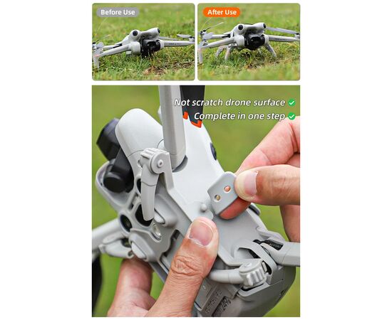 Удлинители шасси DJI Mini 4 Pro (Складные) (SunnyLife), Цвет: Серый, изображение 4