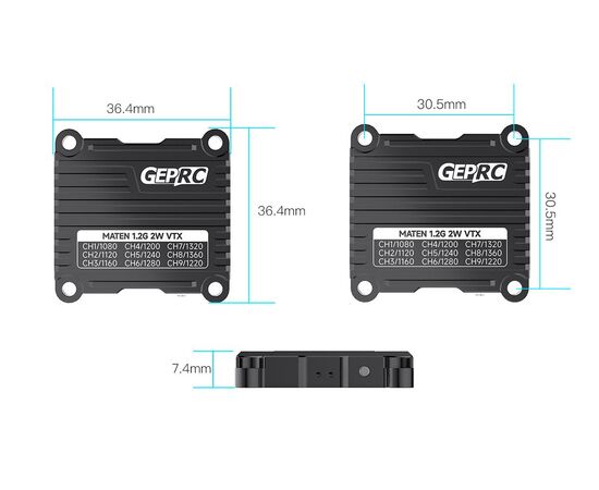 Видеопередатчик GEPRC MATEN 1,2 ГГц 2 Вт VTX, изображение 8