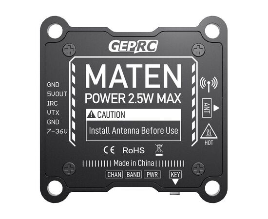 Видеопередатчик GEPRC MATEN 5,8 ГГц 2,5 Вт VTX, изображение 3