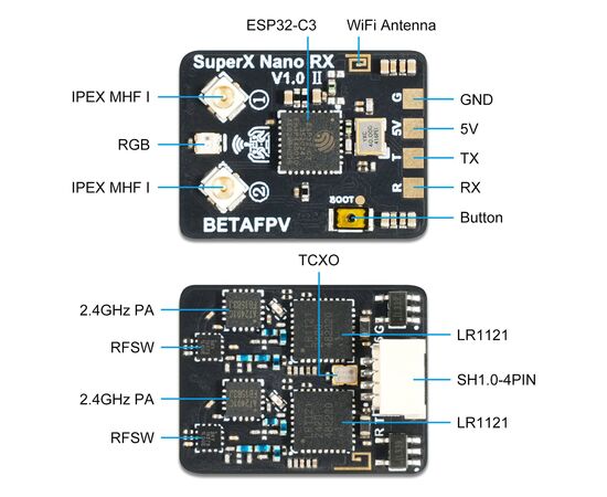 Приёмник BETAFPV SuperX ELRS Gemini Xross Nano (915 МГц / 2,4 ГГц), изображение 5