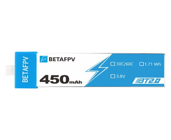 Аккумуляторы BETAFPV 450мАч 1S 30C LiHV (BT2.0), Комплектация: 1 шт., изображение 2 от магазина MyDrone Аккумуляторы BETAFPV 450мАч 1S 30C LiHV (BT2.0), Комплектация: 1 шт., изображение 2