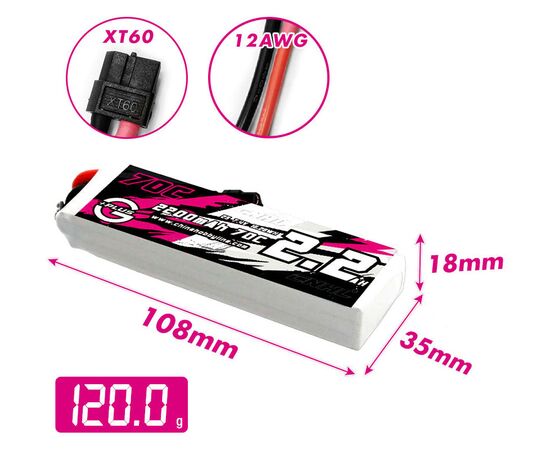 Аккумулятор CNHL G+Plus 2200мАч 2S 70C LiPo (XT60), изображение 4