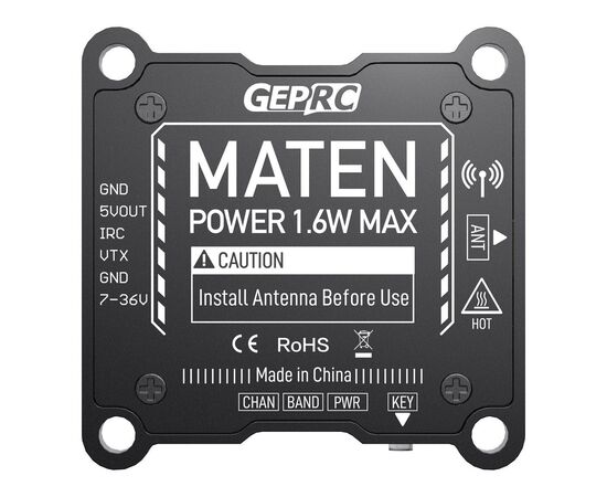 Видеопередатчик GEPRC MATEN 5,8 ГГц 1,6 Вт VTX, изображение 7