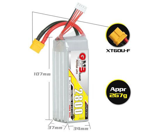 Аккумулятор GNB 2800мАч 4S 100C LiPo (XT60), изображение 2