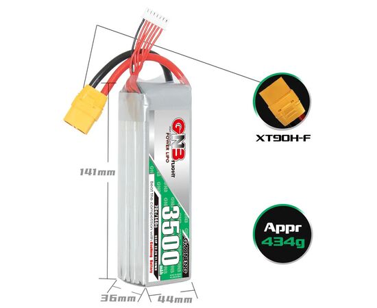 Аккумулятор GNB 3500мАч 6S 70C LiPo (XT90), изображение 4