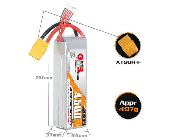 Аккумулятор GNB 4500мАч 6S 70C LiHV (XT60/XT90), Разъём: XT90, изображение 4