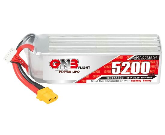 Аккумулятор GNB 5200мАч 6S 110C LiPo (XT60), изображение 2