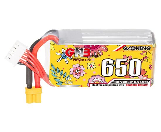 Аккумулятор GNB 650мАч 4S 120C LiHV (XT30), изображение 3