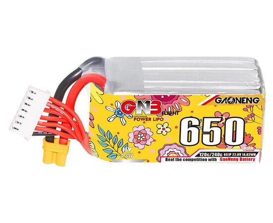 Аккумулятор GNB 650мАч 6S 120C LiHV (XT30), изображение 2