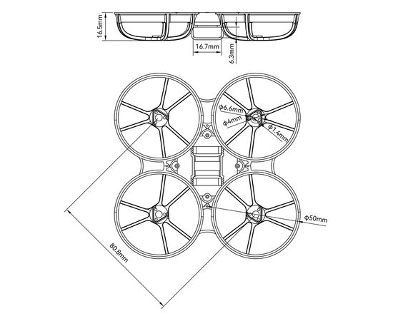 Рама BETAFPV Meteor75 Pro, Версия: V1, Цвет: Голубой, изображение 4