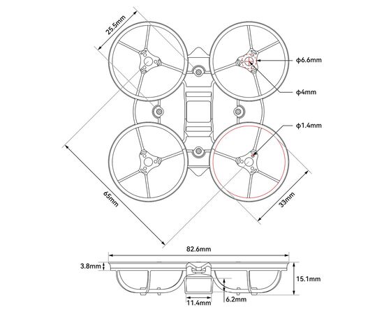 Рама BETAFPV Air65 II, Цвет: Белый, изображение 3