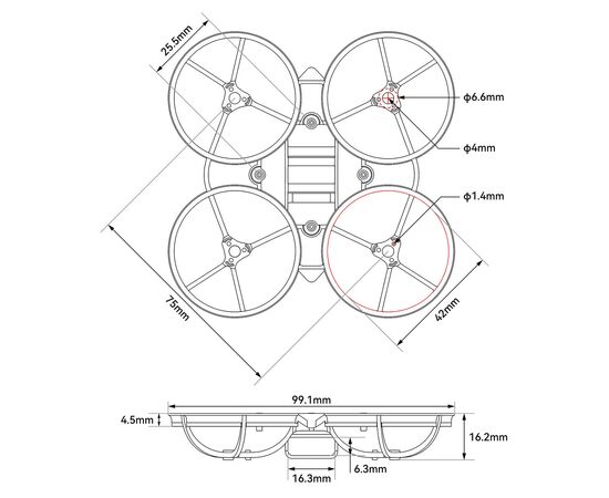 Рама BETAFPV Air75 II, Цвет: Чёрный, изображение 4