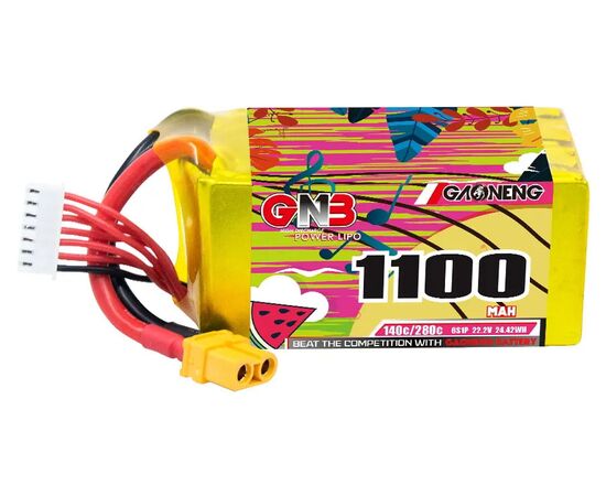Аккумулятор GNB 1100мАч 6S 140C LiPo (XT60), изображение 2